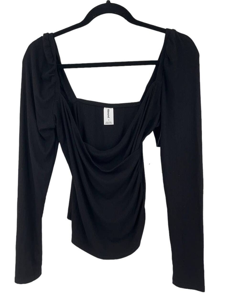 Abound top faux wrap long sleeve black Small S